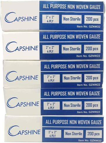 5000 قطعة (2 بوصة × 2 بوصة) وسادة شاش إسفنجية فاخرة غير منسوجة وغير معقمة من 4 طبقات - أسنان، صالونات التجميل، وسادات إسفنجية شاش لجميع الأغراض - أبيض in Kuwait