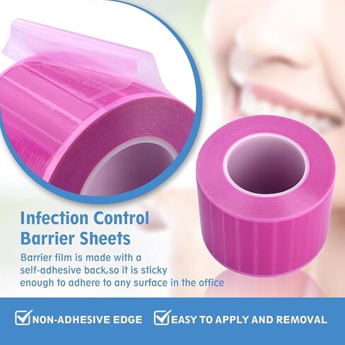 1200 Sheets Blue Dental Barrier Film Roll with Dispenser Box 4" x 6" Disposable Barrier Tape for Dental Clinic Tattoo Beauty Salon 1200 Sheets/Roll 1 Roll in Saudi Arabia