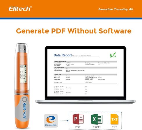 Elitech RC-51H مسجل بيانات درجة الحرارة USB مسجل رقمي قابل لإعادة الاستخدام ثلاجة طبية ميزان حرارة قابل للبرمجة 32000 نقطة دقة عالية in Kuwait