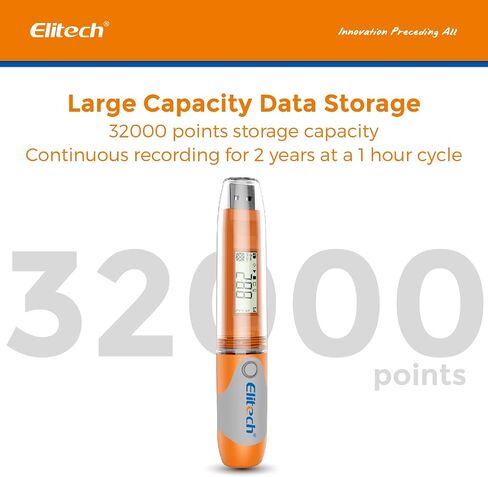 Elitech RC-51H مسجل بيانات درجة الحرارة USB مسجل رقمي قابل لإعادة الاستخدام ثلاجة طبية ميزان حرارة قابل للبرمجة 32000 نقطة دقة عالية in Kuwait