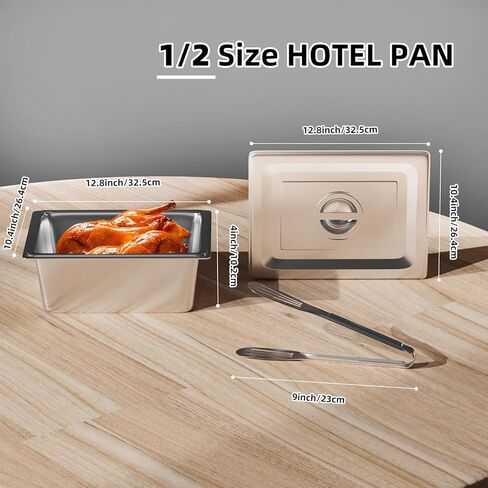 مقالي طاولة بخار بحجم 1/2 مع أغطية، 6 عبوات مقلاة فندقية عميقة 4 بوصات، حاوية طعام من الفولاذ المقاوم للصدأ بسمك 0.7 مم، مقلاة طعام للمطاعم، المطبخ، الفندق، مستلزمات خدمات الطعام التجارية in Kuwait