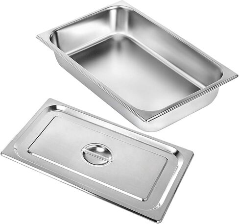 مقالي طاولة بخار بحجم 1/2 مع أغطية، 6 عبوات مقلاة فندقية عميقة 4 بوصات، حاوية طعام من الفولاذ المقاوم للصدأ بسمك 0.7 مم، مقلاة طعام للمطاعم، المطبخ، الفندق، مستلزمات خدمات الطعام التجارية in Kuwait