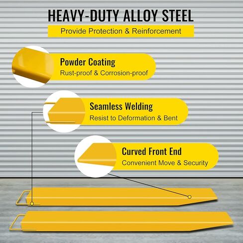 وصلة شوكة البليت من BestEquip بطول 84 بوصة وعرض 4.5 بوصة، ملحقات شوكة فولاذية شديدة التحمل للرافعات الشوكية، زوج واحد من امتداد رافعة شوكية، أصفر in Kuwait