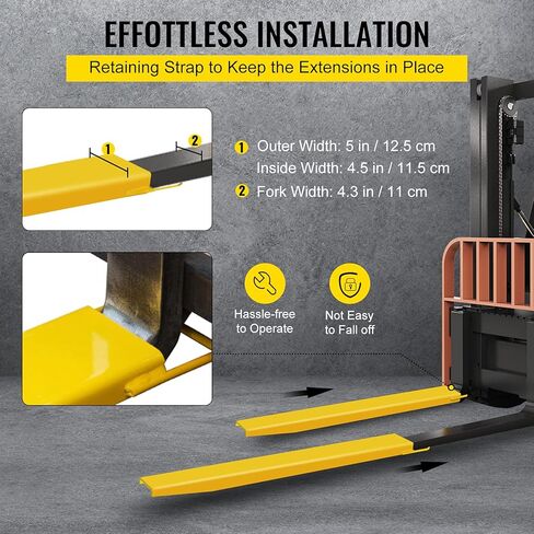 وصلة شوكة البليت من BestEquip بطول 84 بوصة وعرض 4.5 بوصة، ملحقات شوكة فولاذية شديدة التحمل للرافعات الشوكية، زوج واحد من امتداد رافعة شوكية، أصفر in Kuwait