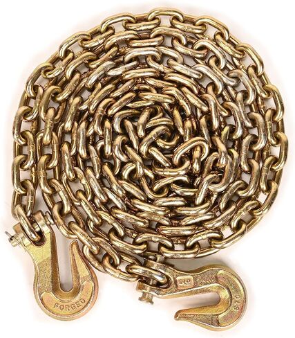 AAIN G80 Heavy Duty Transport Chain 5/16 Inch x 10 Foot, Load Binder Tow Lock Chains with G70 Clevis Grab Hooks, 4,900 lbs Safe Working Load for Loading Tie Down Fixed Cargo Flatbed Truck Trailer in Saudi Arabia