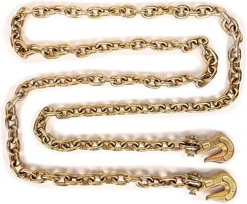 AAIN G80 Heavy Duty Transport Chain 5/16 Inch x 10 Foot, Load Binder Tow Lock Chains with G70 Clevis Grab Hooks, 4,900 lbs Safe Working Load for Loading Tie Down Fixed Cargo Flatbed Truck Trailer in Saudi Arabia