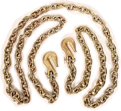AAIN G80 Heavy Duty Transport Chain 5/16 Inch x 10 Foot, Load Binder Tow Lock Chains with G70 Clevis Grab Hooks, 4,900 lbs Safe Working Load for Loading Tie Down Fixed Cargo Flatbed Truck Trailer in Saudi Arabia