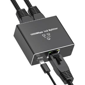 Ethernet Splitter 1 إلى 2 السرعة العالية 1000 ميجابت في الثانية RJ45 محول النقر على الإنترنت Gigabit Ethernet Tap- شبكة النقر مع سلك الطاقة USB ، لكأس Cat 5/5/6/7/8 [أجهزة 2 متصلة في وقت واحد] in Kuwait