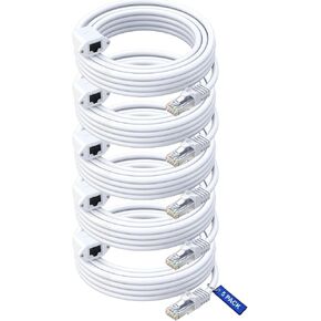Ethernet Extension Cable, Cat 6 Ethernet Cable Extender, Internet Cable with Shielded RJ45 Male-to-Female Connector, LAN Cable Extension for Patch Networks, White (25 Feet) in Kuwait