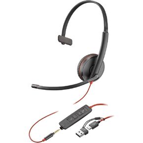 HP - Poly BLACKWIRE 3215 MONAURAL USB-C Headset and 3.5MM Plug and USB-C/A Adapter - Micro in Saudi Arabia
