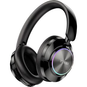 إلغاء الضوضاء فوق سماعات الأذن اللاسلكية Bluetooth مع الميكروفون ووقت اللعب 65 ساعة ومكالمات واضحة وملاءمة للسفر (أسود) in Saudi Arabia