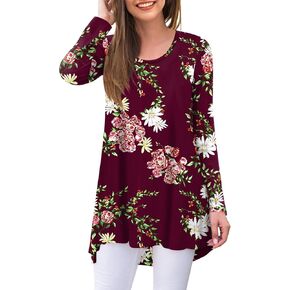 POPYOUNG Women's Fall Long Sleeve Tunic Tops for Leggings Crewneck Casual Blouse T-Shirt in Saudi Arabia