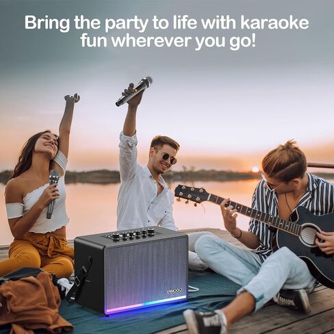 مكبر صوت بلوتوث المحمول مع 2 ميكروفونات لاسلكية | 70W Peak Deep Bass Birchwood Cabinet | نظام Bluetooth PA للتخييم في الهواء الطلق ، الفناء الخلفي | مصابيح LED ديناميكية ، USB/AUX/OTG ، بطارية قابلة للشحن (أسود) in Saudi Arabia