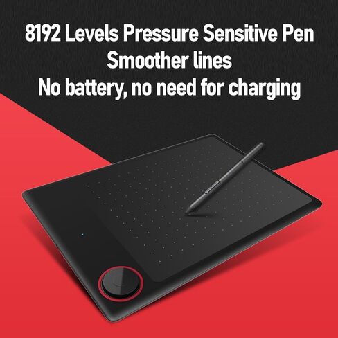 G30 Graphics Drawing Tablet, 10x6 Inch Large Area Digital Drawing Pad with M Key and 8192 Levels Pressure Pen Electronic Art Tablet for PC Computer, Supports Android Linux in Saudi Arabia