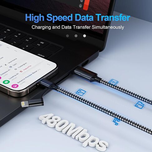 طوله 10 أقدام و 4 في 1 USB C/USB A إلى كبل شحن Lightning/Type C ، 3M 60W شاحن سريع ونقل البيانات iPhone Charger لـ Apple iPhone 14/13/11 ، iPad Pro ، Samsung ، LG ، Android ، Huawei ، Pixel-Black in Saudi Arabia