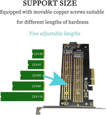 PCIE 3.0 إلى M.2 NVME/NGFF SSD ADAPTER CARD-تمدد عالي السرعة لأجهزة الكمبيوتر المكتبية ، يدعم مفتاح M/B/B/B ، 2230 إلى 22110 (SLOT SLOT NVME+NGFF) in Saudi Arabia