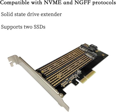 PCIE 3.0 إلى M.2 NVME/NGFF SSD ADAPTER CARD-تمدد عالي السرعة لأجهزة الكمبيوتر المكتبية ، يدعم مفتاح M/B/B/B ، 2230 إلى 22110 (SLOT SLOT NVME+NGFF) in Saudi Arabia