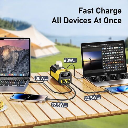 Laptop Power Bank,70,000mAh Portable Charger with 100W USB-C Ports, Built-in and Retractable Cables,100W Input, Fast Charging for MacBook Pro/Air/iPhone 16/iPad Pro/Galaxy S25 Ultra and More in Saudi Arabia