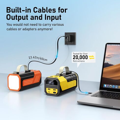 Laptop Power Bank,70,000mAh Portable Charger with 100W USB-C Ports, Built-in and Retractable Cables,100W Input, Fast Charging for MacBook Pro/Air/iPhone 16/iPad Pro/Galaxy S25 Ultra and More in Saudi Arabia