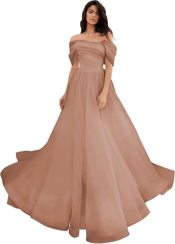 قبالة الكتف تول فستان الحفلة الراقصة فستان زفاف طويل الكرة أثواب فساتين Quinceanera أنيقة in Kuwait