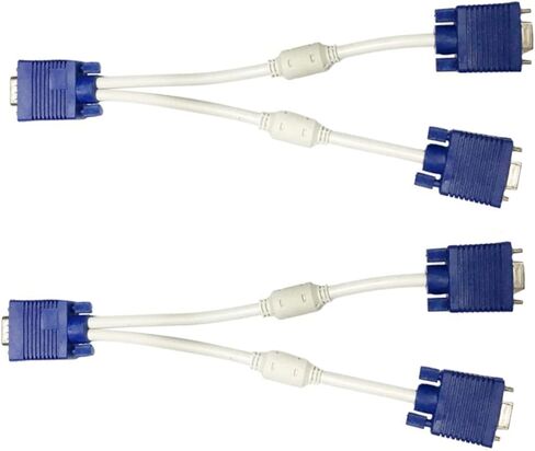 كبل فوز VGA SPULELY 2PCS VGA محول شاشة دبوس مزدوج للشاشة ذات النسخ المتطابق مع سلك سميك مع حلقات مغناطيسية مزدوجة توزيع إشارة مستقرة in Kuwait