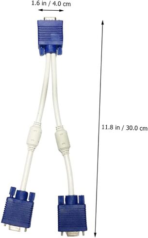 كبل فوز VGA SPULELY 2PCS VGA محول شاشة دبوس مزدوج للشاشة ذات النسخ المتطابق مع سلك سميك مع حلقات مغناطيسية مزدوجة توزيع إشارة مستقرة in Kuwait