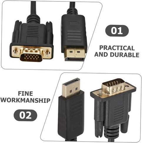 Gatuida DisplayPort to VGA Cable Gold Connector Cord Cord Corn in Kuwait