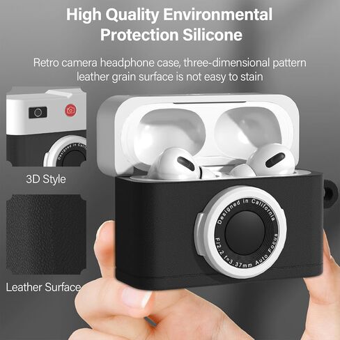 for Airpods 4 Case Cover with Magnetic Anti-Lost Straps & Cleaning Kit, Shockproof Silicone Retro Camera Protector for Airpod 4th Generation Cases Wireless Charging with Keychain Accessories in Kuwait