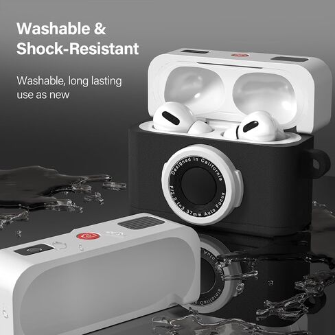 for Airpods 4 Case Cover with Magnetic Anti-Lost Straps & Cleaning Kit, Shockproof Silicone Retro Camera Protector for Airpod 4th Generation Cases Wireless Charging with Keychain Accessories in Kuwait