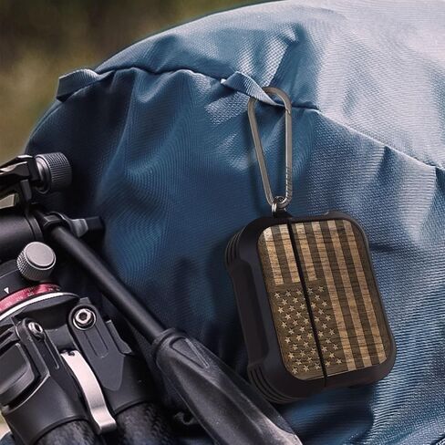 CARVEIT WOODEN CASE لـ AirPods Pro 2nd/1st Gen Case ، Wood Artisan Sengraved & TPU shockproof cover ، clasp Quick Quick titanium ، شحنات لاسلكية متوافقة (العلم الأمريكي) Walnut in Kuwait