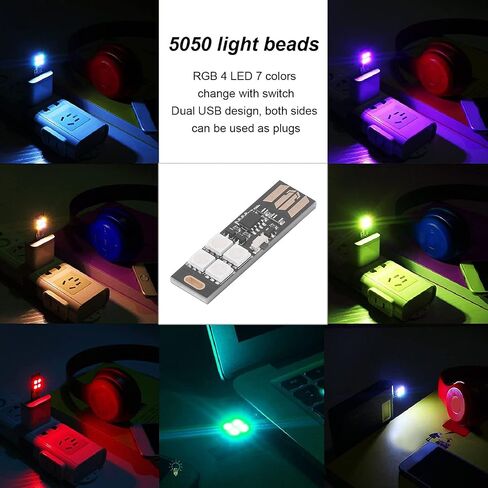 5Pcs Super Mini USB Light Thin Ultra Slim Multi Color Changing 7 Colors RGB Night 4 LED TV Backlight Kit Table Lamp DC5V for Table Desk Decor in Saudi Arabia