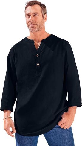 KingSize Men's Big & Tall Gauze Mandarin Collar Shirt in Kuwait