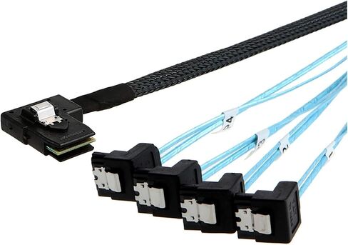 1.0M Left Angle S-AS HD 36 Pin 8087 Splitter Cable with 4 SATA 7Pin Female 90 Degree Data Cable in Saudi Arabia