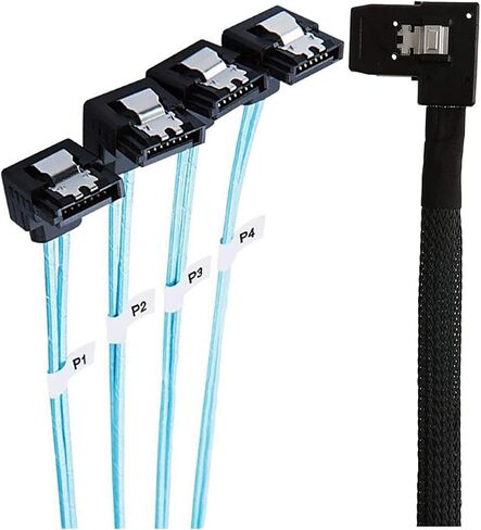 1.0M Left Angle S-AS HD 36 Pin 8087 Splitter Cable with 4 SATA 7Pin Female 90 Degree Data Cable in Saudi Arabia