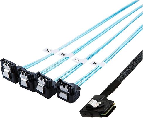1.0M Left Angle S-AS HD 36 Pin 8087 Splitter Cable with 4 SATA 7Pin Female 90 Degree Data Cable in Saudi Arabia