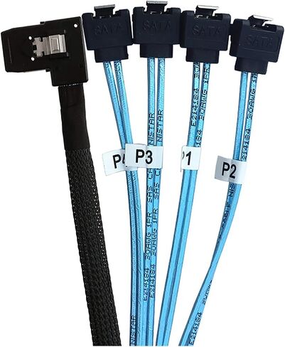 1.0M Left Angle S-AS HD 36 Pin 8087 Splitter Cable with 4 SATA 7Pin Female 90 Degree Data Cable in Saudi Arabia