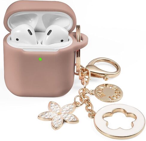 حالة Oleband تتناسب مع Airpod 1st/2nd Generation مع سلسلة مفاتيح Bling لطيفة ، غطاء iPods Silione متوافق مع Apple Air Pod/iPod 2 و 1 Case ، LED مرئي ، للنساء والفتيات ، شاي الحليب in Saudi Arabia