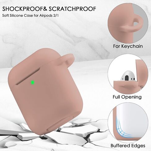حالة Oleband تتناسب مع Airpod 1st/2nd Generation مع سلسلة مفاتيح Bling لطيفة ، غطاء iPods Silione متوافق مع Apple Air Pod/iPod 2 و 1 Case ، LED مرئي ، للنساء والفتيات ، شاي الحليب in Saudi Arabia