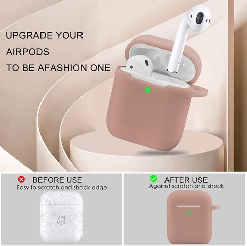 حالة Oleband تتناسب مع Airpod 1st/2nd Generation مع سلسلة مفاتيح Bling لطيفة ، غطاء iPods Silione متوافق مع Apple Air Pod/iPod 2 و 1 Case ، LED مرئي ، للنساء والفتيات ، شاي الحليب in Saudi Arabia