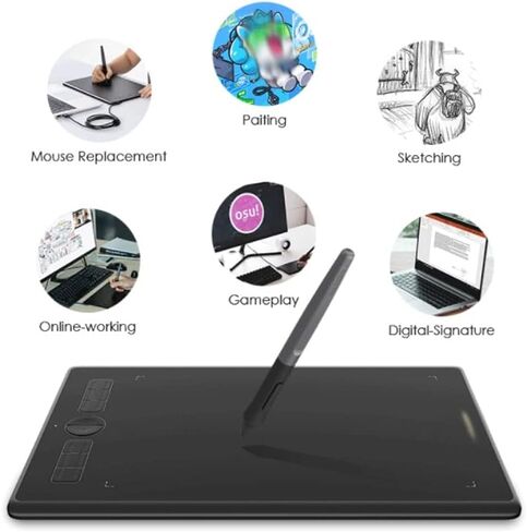 أقراص رسومات رسم أقراص رقمية 8 × 5 بوصات قرص رقمي لرسم قلم PW100 الخالي من البطارية in Saudi Arabia