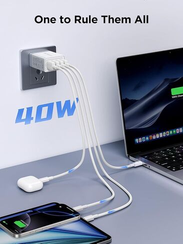 USB Wall Charger Block,Aioneus 40W 4-Port Charging Block,QC 3.0 Fast USB Wall Plug for iPhone Xs/XS Max/XR/X/8/7/6,Tablets,Charging Cube with Galaxy/Note/Edge,LG,Nexus,HTC,Google Pixel,and More in Kuwait