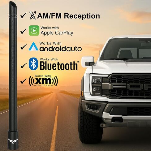 EcoAuto Short Truck Antenna Replacement for Ford F150 Super Duty Ford Raptor & Bronco & Dodge Ram 1500 F150 Accessories - Raptor Accessories - Anti-Theft Design - Antenna for Truck - (8 Inch) in Kuwait
