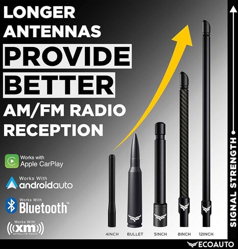 EcoAuto Short Truck Antenna Replacement for Ford F150 Super Duty Ford Raptor & Bronco & Dodge Ram 1500 F150 Accessories - Raptor Accessories - Anti-Theft Design - Antenna for Truck - (8 Inch) in Kuwait