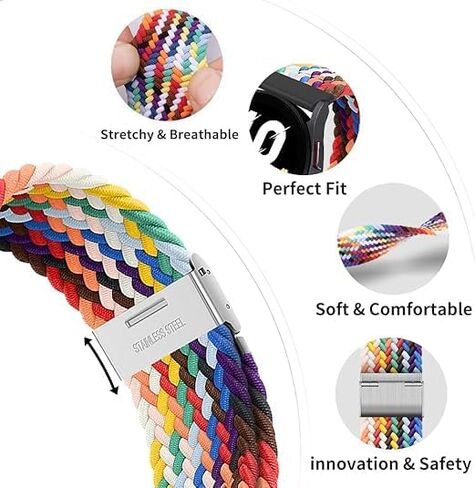 2-Pack Compatible for Cosmo JrTrack 5 Nylon Stretch Watch Bands, Breathable Elastic Replacement Wristband Adjustable Straps in Saudi Arabia