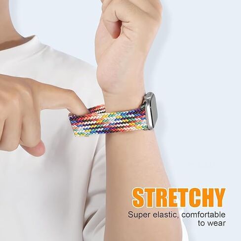 2-Pack Compatible for Cosmo JrTrack 5 Nylon Stretch Watch Bands, Breathable Elastic Replacement Wristband Adjustable Straps in Saudi Arabia