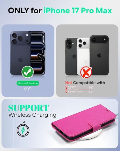 OCASE Compatible with iPhone 17 Pro Max Wallet Case, PU Leather Flip Folio Case with Card Holders RFID Blocking Kickstand [Shockproof TPU Inner Shell] Phone Cover 6.9 Inch 2025, Diamond Check Blue in Kuwait