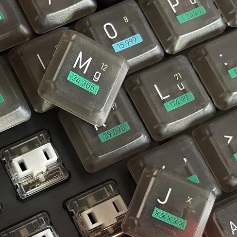 الجدول الدوري المخصص للعناصر مفاتيح ، PBT+PC Material مناسبة لـ Logitech G915 G815 TKL Mechanical Keyboard ، فقط مفاتيح المفاتيح (صفراء شفافة أسود 109 المفتاح الكامل) in Kuwait
