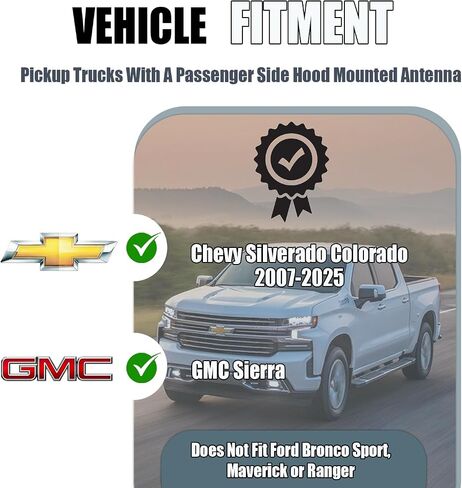 Bullet Antenna Compatible with Ford F150 Raptor 2009-2025 & Ford Bronco, Optimized FM/AM Reception | 50 Cal Antenna | Car Wash Proof | Silver in Saudi Arabia