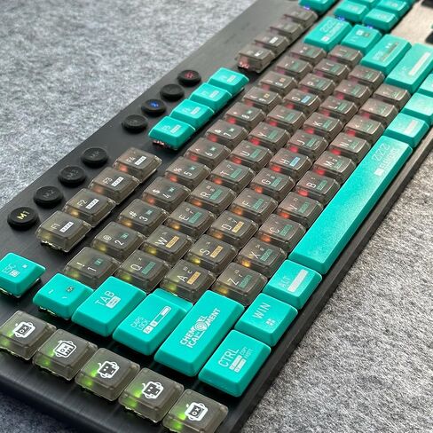 الجدول الدوري المخصص للعناصر مفاتيح ، PBT+PC Material مناسبة لـ Logitech G915 G815 TKL Mechanical Keyboard ، فقط مفاتيح المفاتيح (صفراء شفافة أسود 109 المفتاح الكامل) in Kuwait