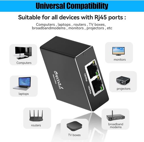 Ethernet Splitter 1 إلى 2 السرعة العالية 1000 ميجابت في الثانية RJ45 محول النقر على الإنترنت Gigabit Ethernet Tap- شبكة النقر مع سلك الطاقة USB ، لكأس Cat 5/5/6/7/8 [أجهزة 2 متصلة في وقت واحد] in Kuwait